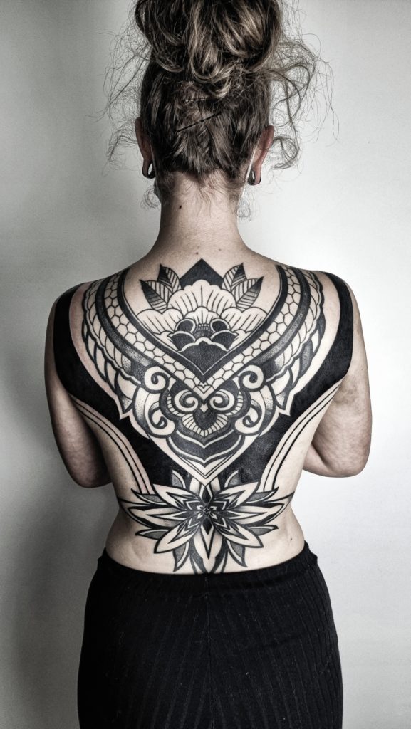 Ornamental blackwork back piece