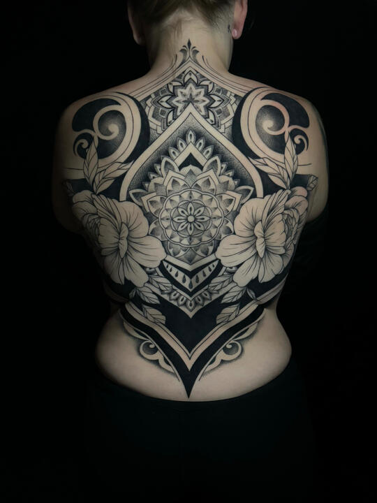 Ornamental blackwork back piece